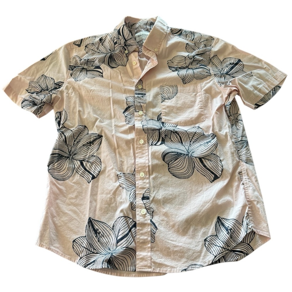 Men’s Goodfellow & Co Pink Floral Short Sleeve Button Down Slim Fit Shirt L